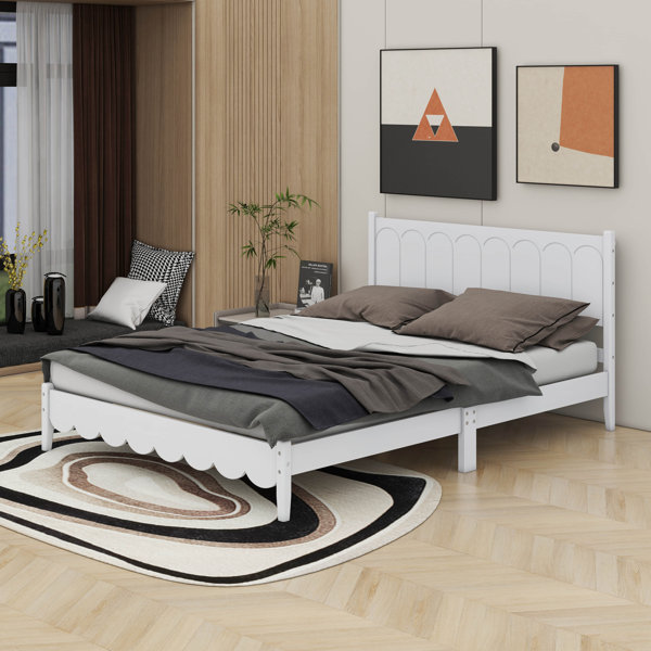 Red Barrel Studio® Tress Wood Platform Bed Frame, Retro Style Bed with